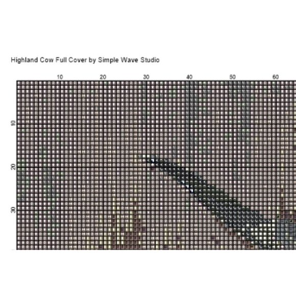Highland Cow Full Cover Landscape‎ Counted Cross Stitch Leaflet Chart - Picture 3 of 4